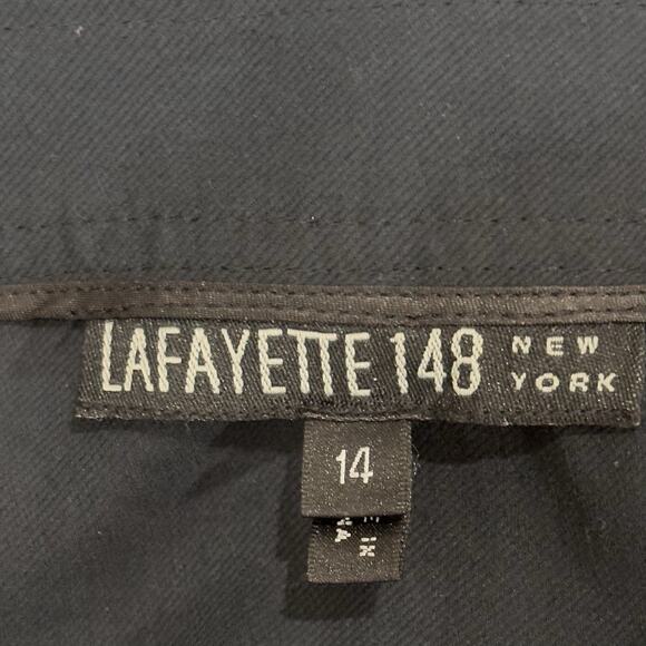 Lafayette 148 Size 14 Blue Front Slit Knee Length Pocket Skirt - 100% Cotton - Picture 2 of 5